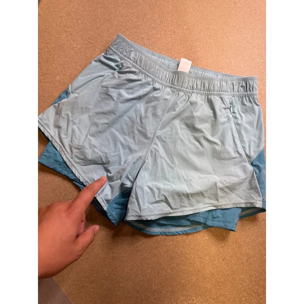 fair harbor Shorts Women's Blue Double Layer Running Workout‎ Activewear Size